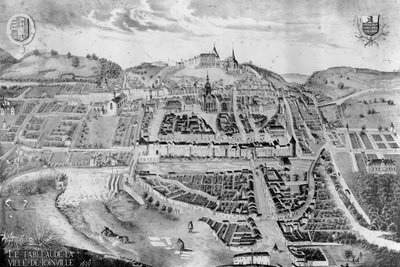 View of the Chateau and Town of Joinville, from a Painting of 1639 by French School